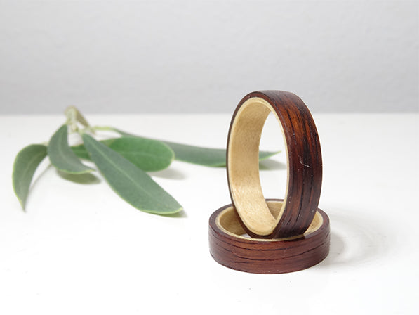 Ensemble bagues fiançailles - Erable et Palissandre