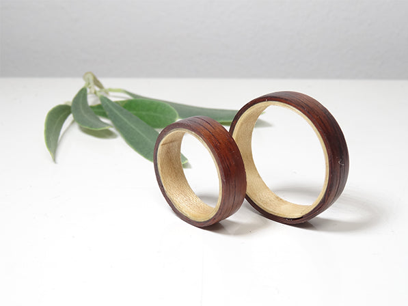 Ensemble bagues fiançailles - Erable et Palissandre