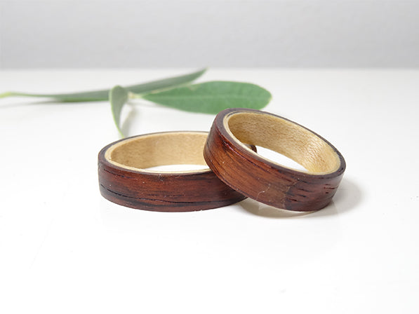 Ensemble bagues fiançailles - Erable et Palissandre