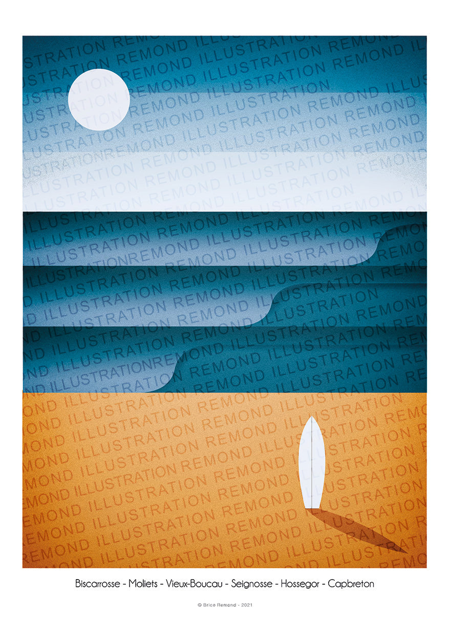 Affiche Surf et plages Landaises