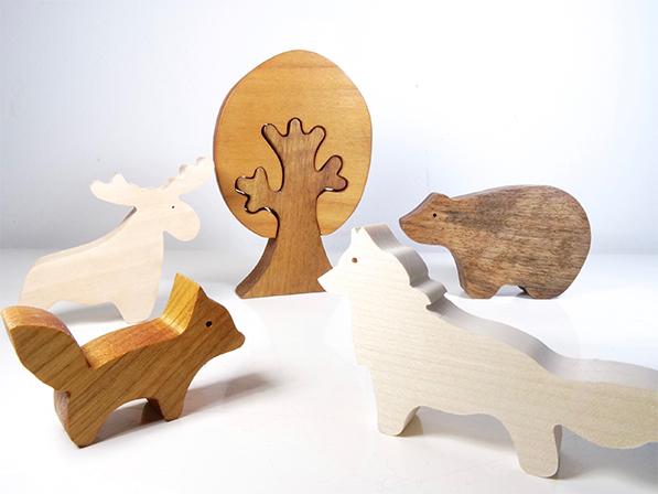 Jouet en bois : Animaux de la forêt