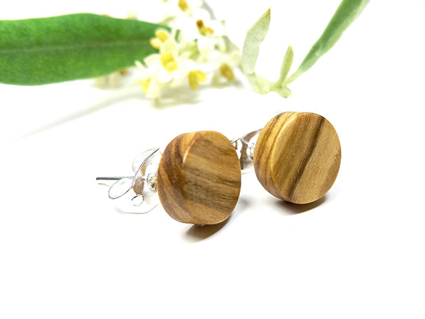 clous d'oreilles en bois d'olivier