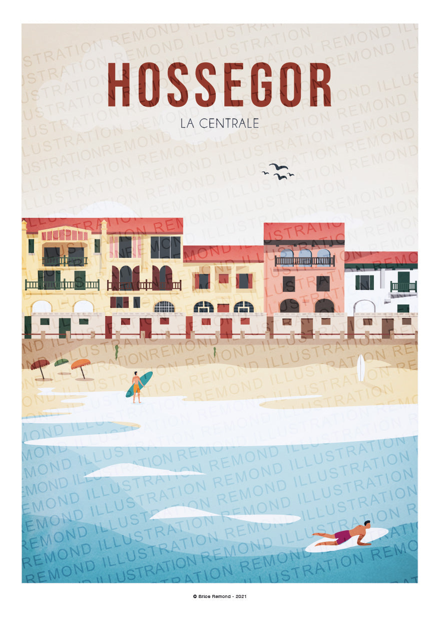Affiche Plage centrale Hossegor