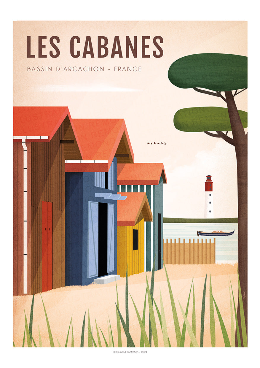 Affiche Cabanes de pécheurs - Bassin d'Arcachon