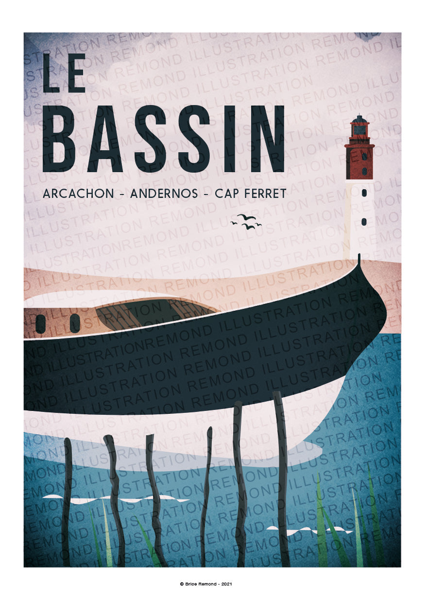 Affiche Le Bassin d'Arcachon - Pinasse du Bassin